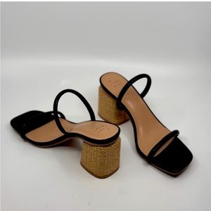 Beautiful Square Toe Rattan Heel, size 8